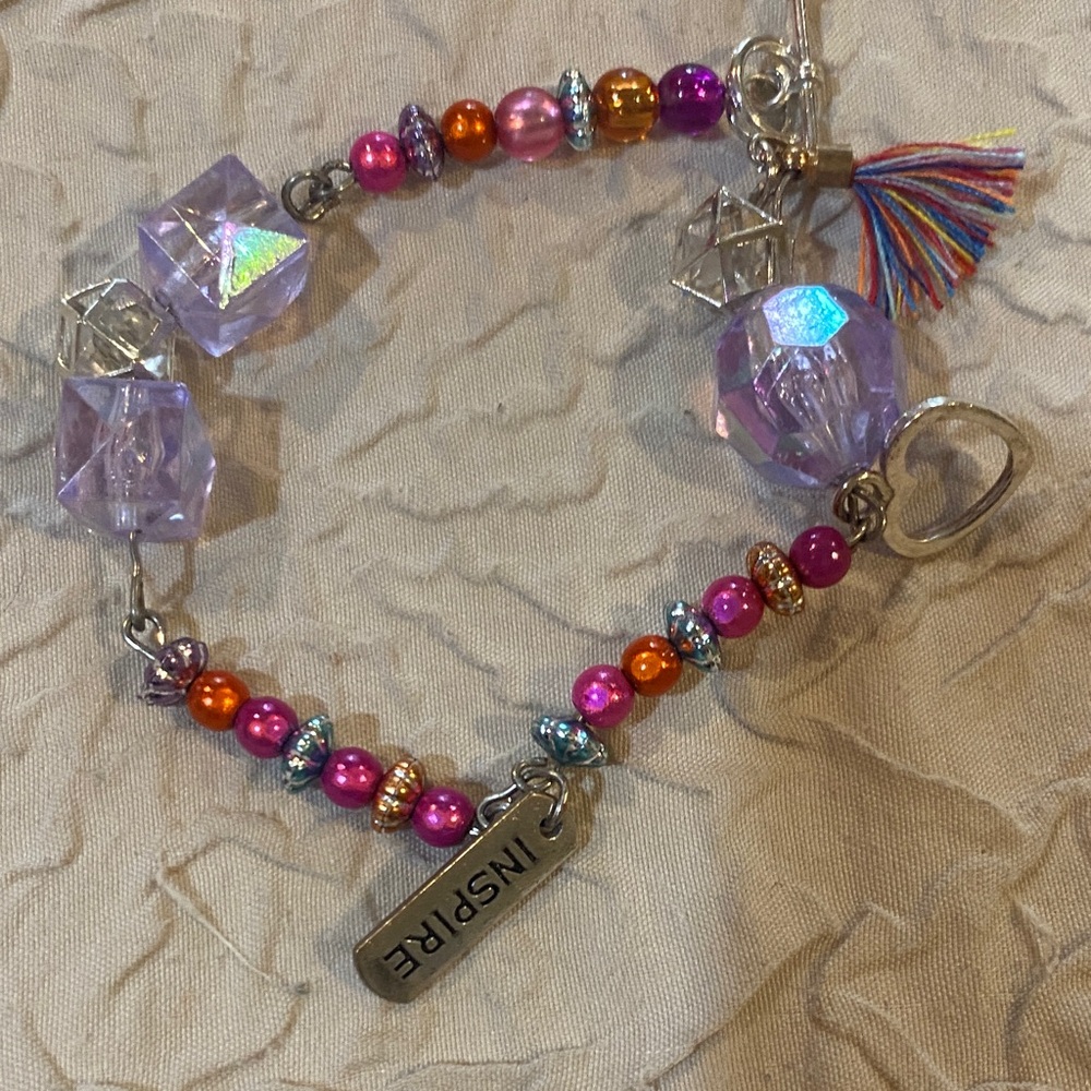 Colorful Beaded Bracelet with Charm